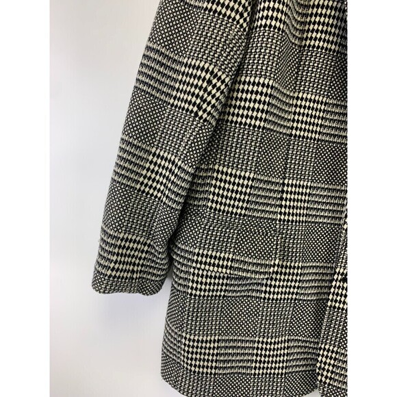 Liz Wear Wool Blend Blazer Jacket Glen Check Black White Plaid 2 Button Womens 8 - Picture 2 of 11